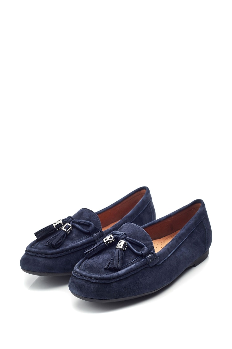 Moda In Pelle Famina Square Toe Bow Tassel Trim Leather Loafers - Image 2 of 4