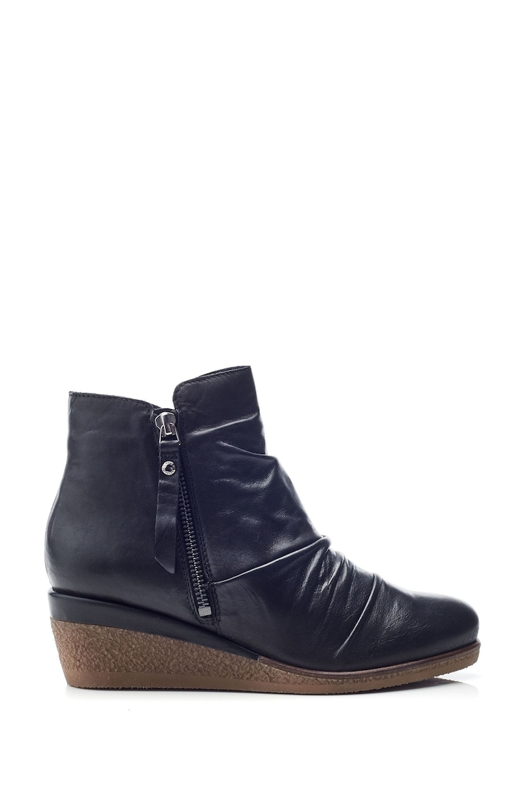 Moda In Pelle Olgar Rouched Wedge Leather Ankle Boots - Image 1 of 4