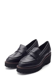 Moda In Pelle Florette Chunky Sole Wedge Leather Loafers - Image 3 of 5