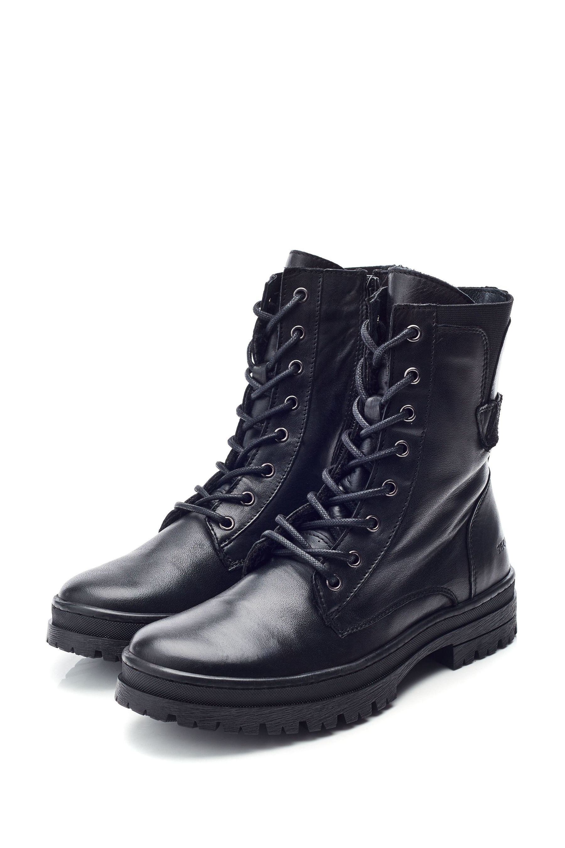 Moda In Pelle Odcombe Elastic Top Lace Up Biker Boots