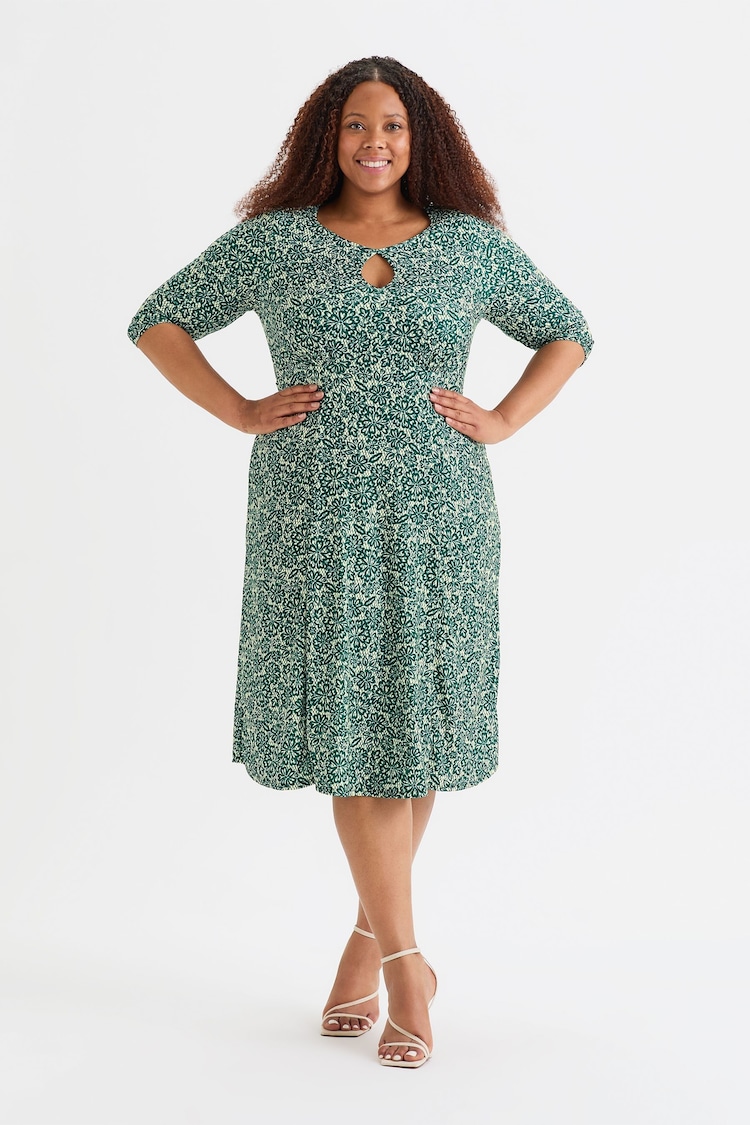 Scarlett & Jo Green KeyHole Wine Midi Dress - Image 1 of 4