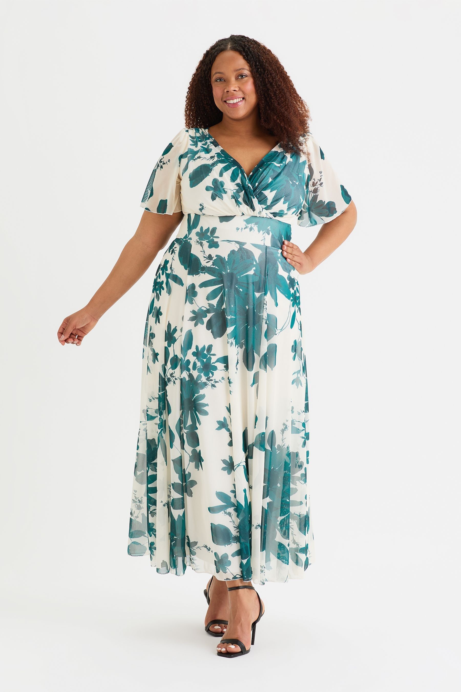 Buy Scarlett Jo Cream Isabelle Winter Print Float Sleeve Maxi Dress from Next Malta