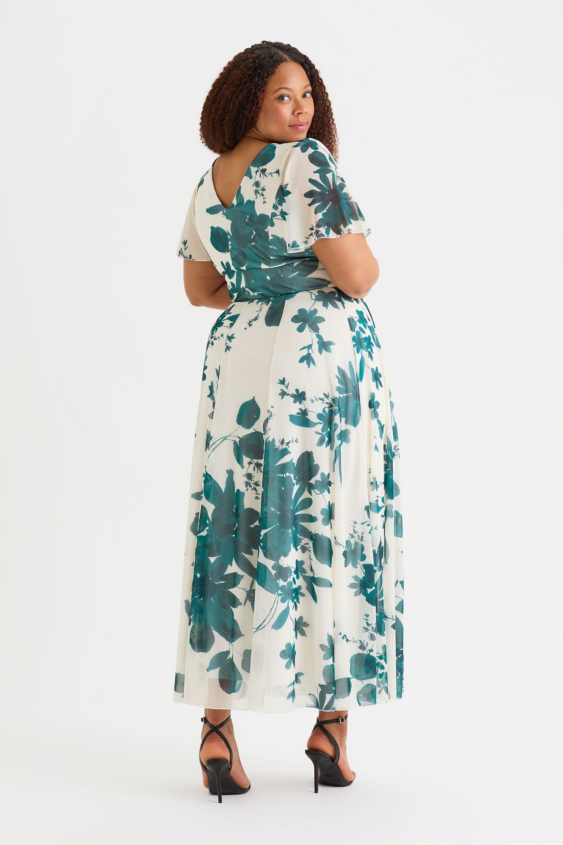Buy Scarlett Jo Cream Isabelle Winter Print Float Sleeve Maxi Dress from Next Luxembourg