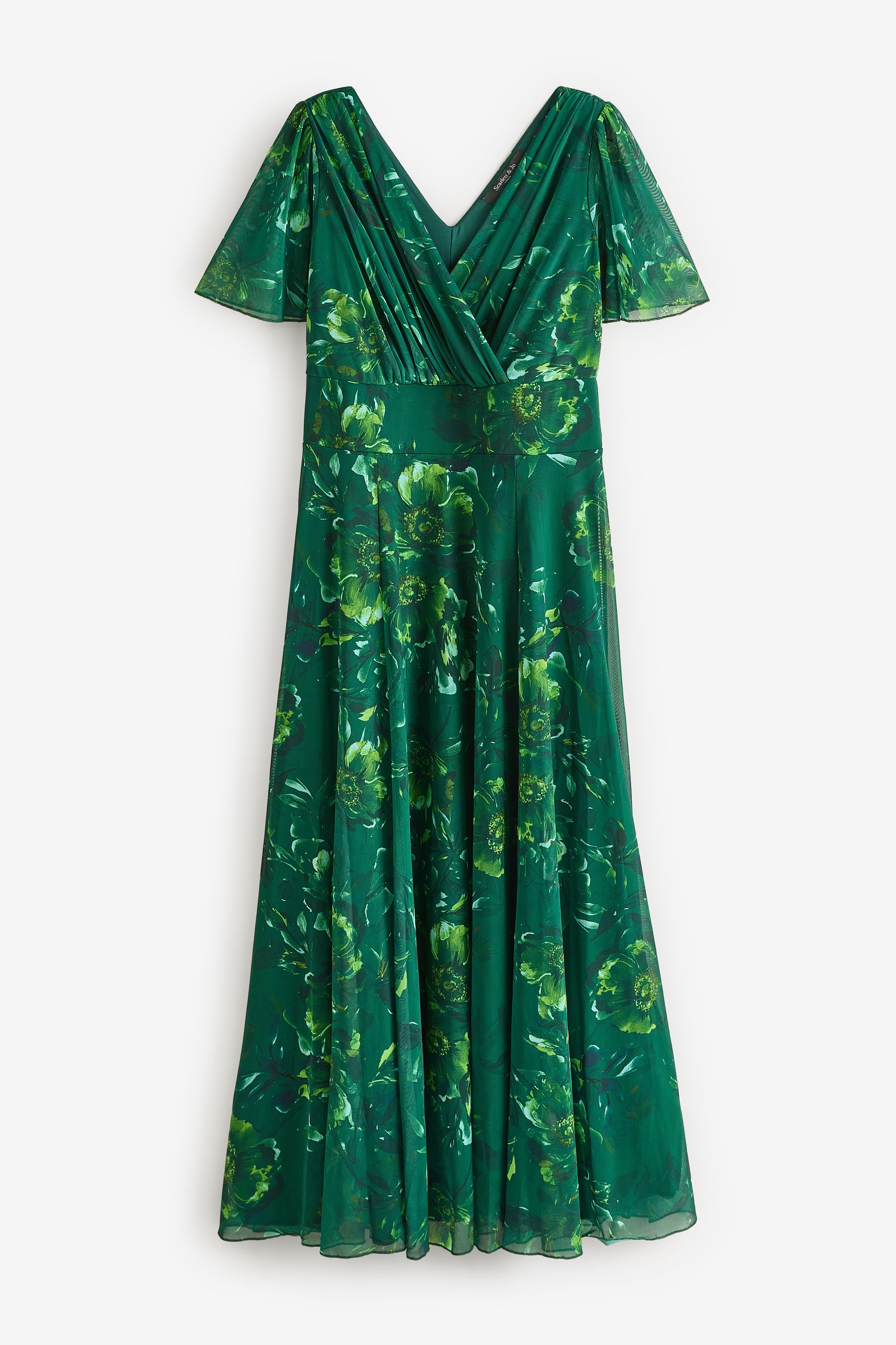 Buy Scarlett Jo Green Isabelle Winter Print Float Sleeve Maxi Dress from Next Luxembourg
