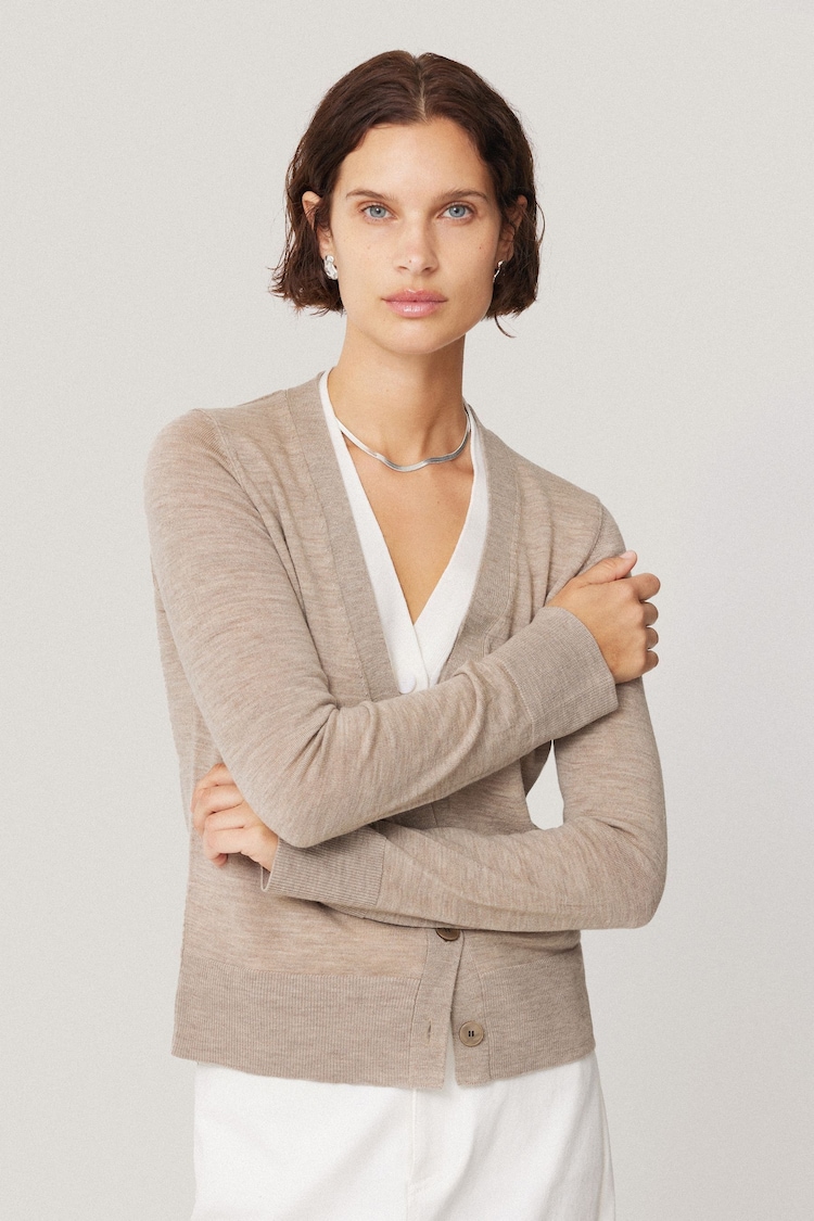 Jigsaw Natural Merino Double Front Cardigan - Image 1 of 7