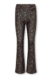 ONLY KIDS Leopard Print Flared Black Trousers - Image 1 of 3