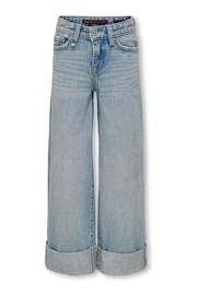 ONLY KIDS Blue Washed Fold Up Straight Leg Jeans - Image 2 of 3