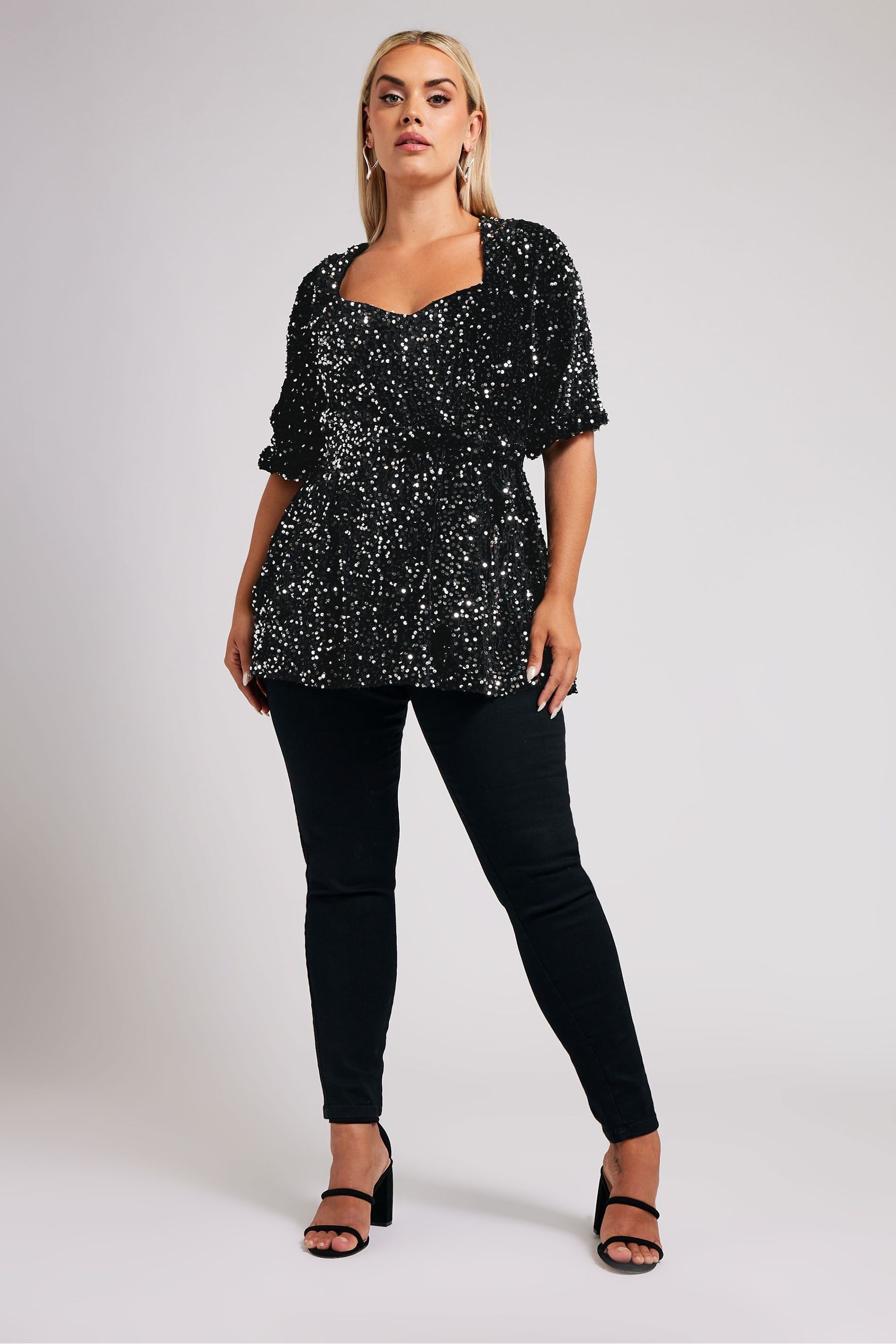 Buy Yours Curve Silver London Sequin Peplum Top from Next Canada