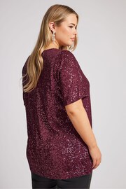 Yours Curve Purple London Sequin Swing Top - Image 2 of 5