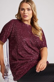 Yours Curve Purple London Sequin Swing Top - Image 4 of 5