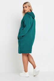 Yours Curve Blue Heart Embellished Hoodie Dress - Image 3 of 5