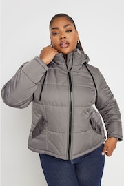 Yours Curve Grey Boxy Short Coat - Image 1 of 5