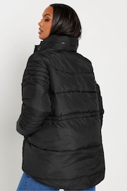 Yours Curve Black Padded Drawstring Coat - Image 3 of 5