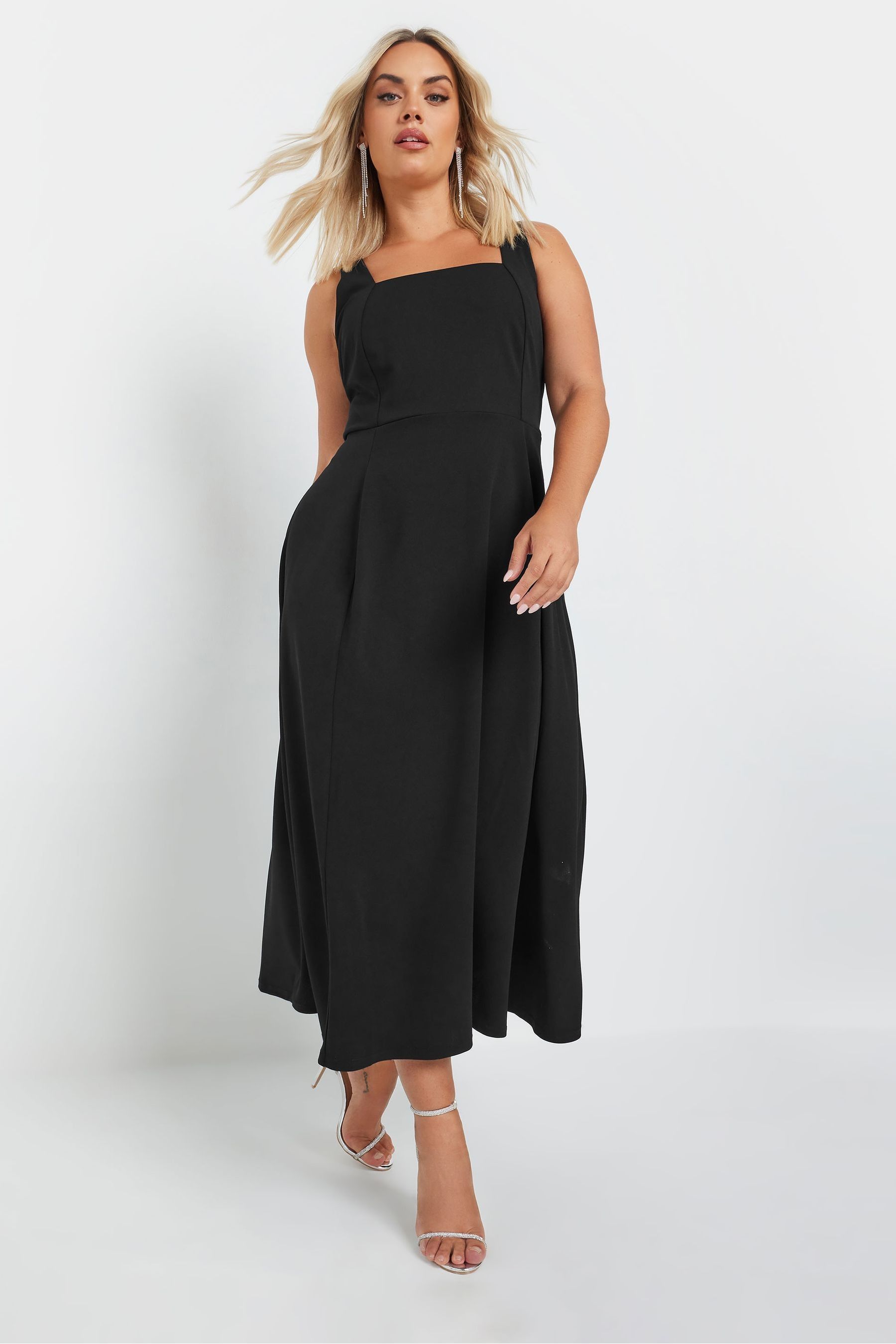 Buy Yours Curve Black Pinafore Square Neck Midaxi Dress from the Next UK online shop