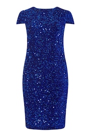 Yours Curve Blue London Sequin Velvet Shift Dress - Image 5 of 5