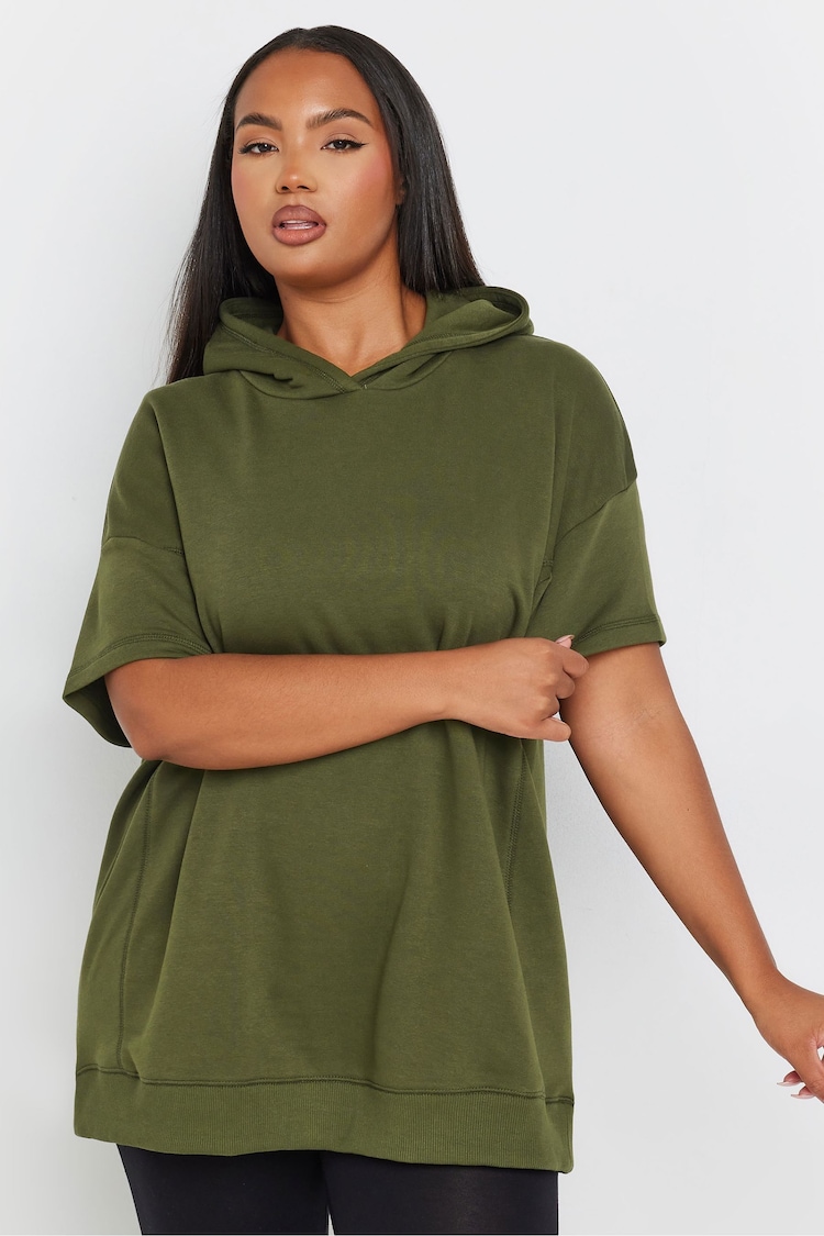 Yours Curve Green Oversized 100% Cotton Hoodie - Image 1 of 5