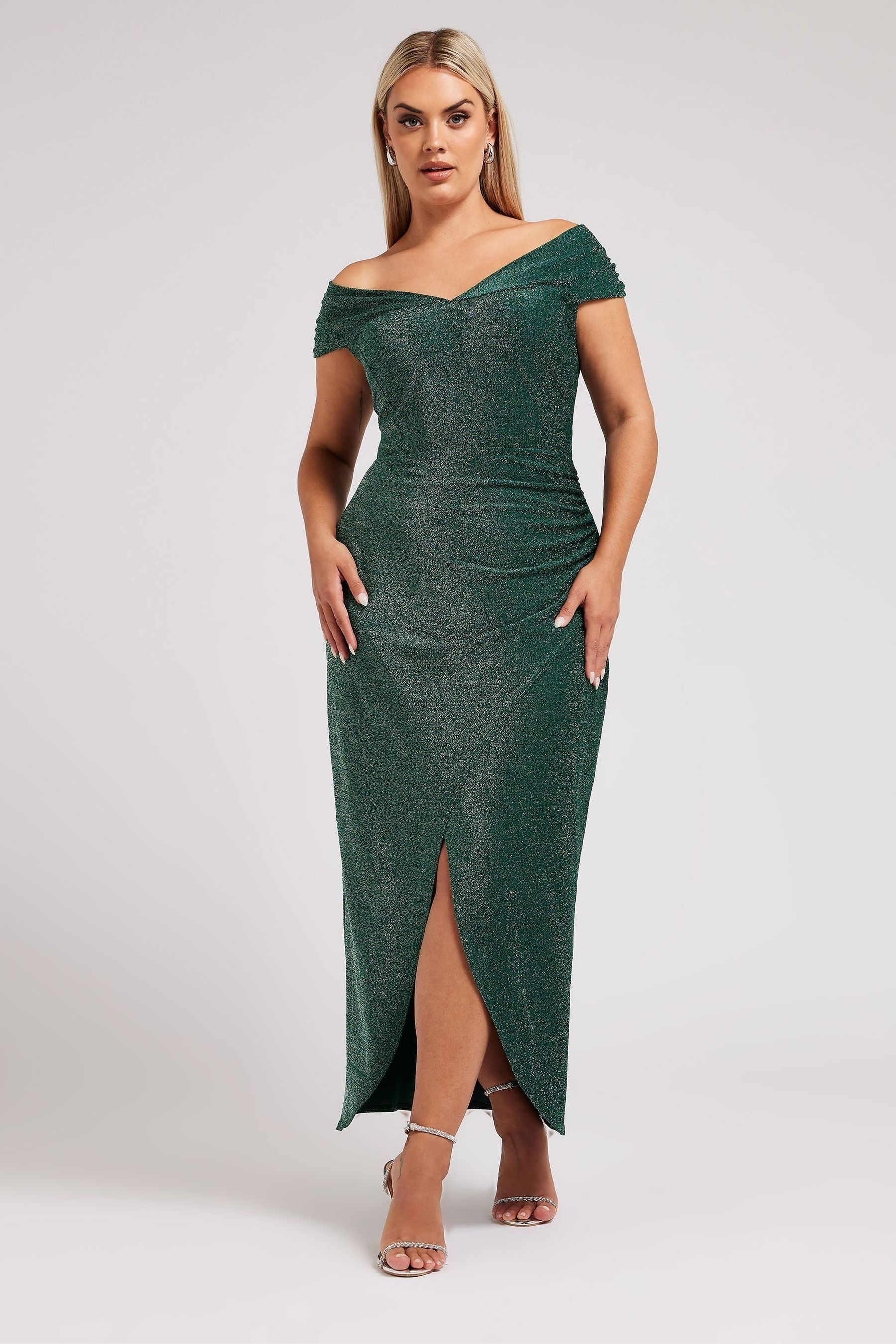 Metallic bardot dress cheap