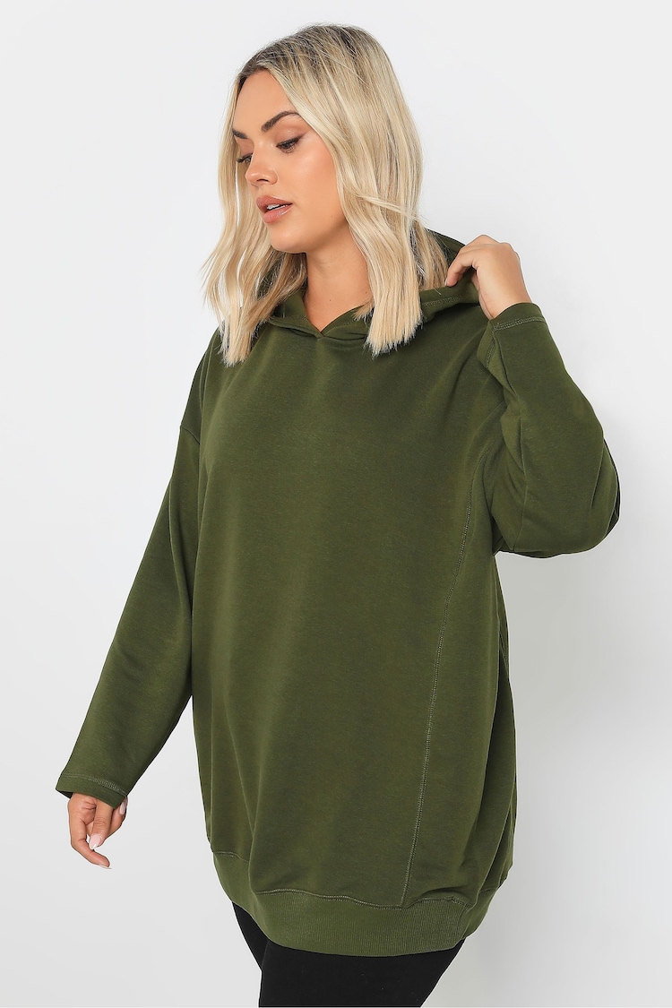 Yours Curve Green Oversized 100% Cotton Hoodie - Image 1 of 5