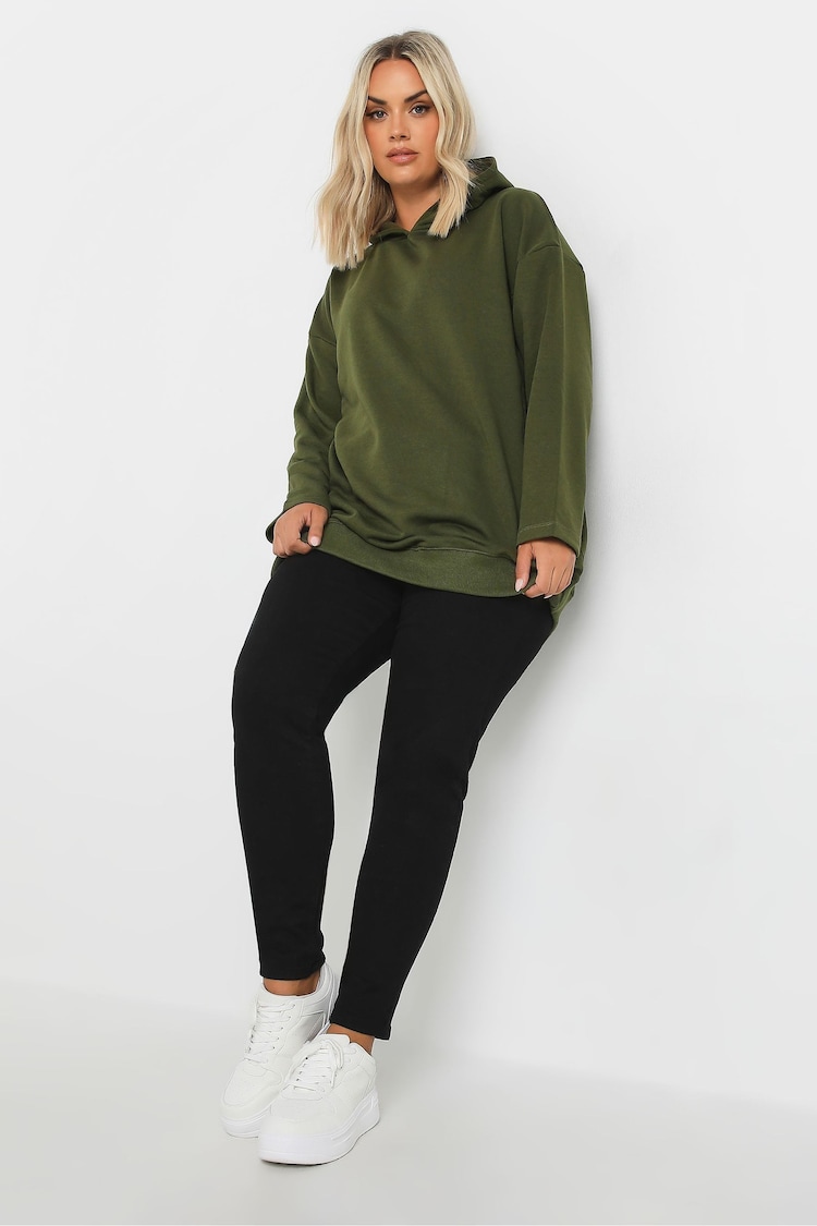 Yours Curve Green Oversized 100% Cotton Hoodie - Image 2 of 5