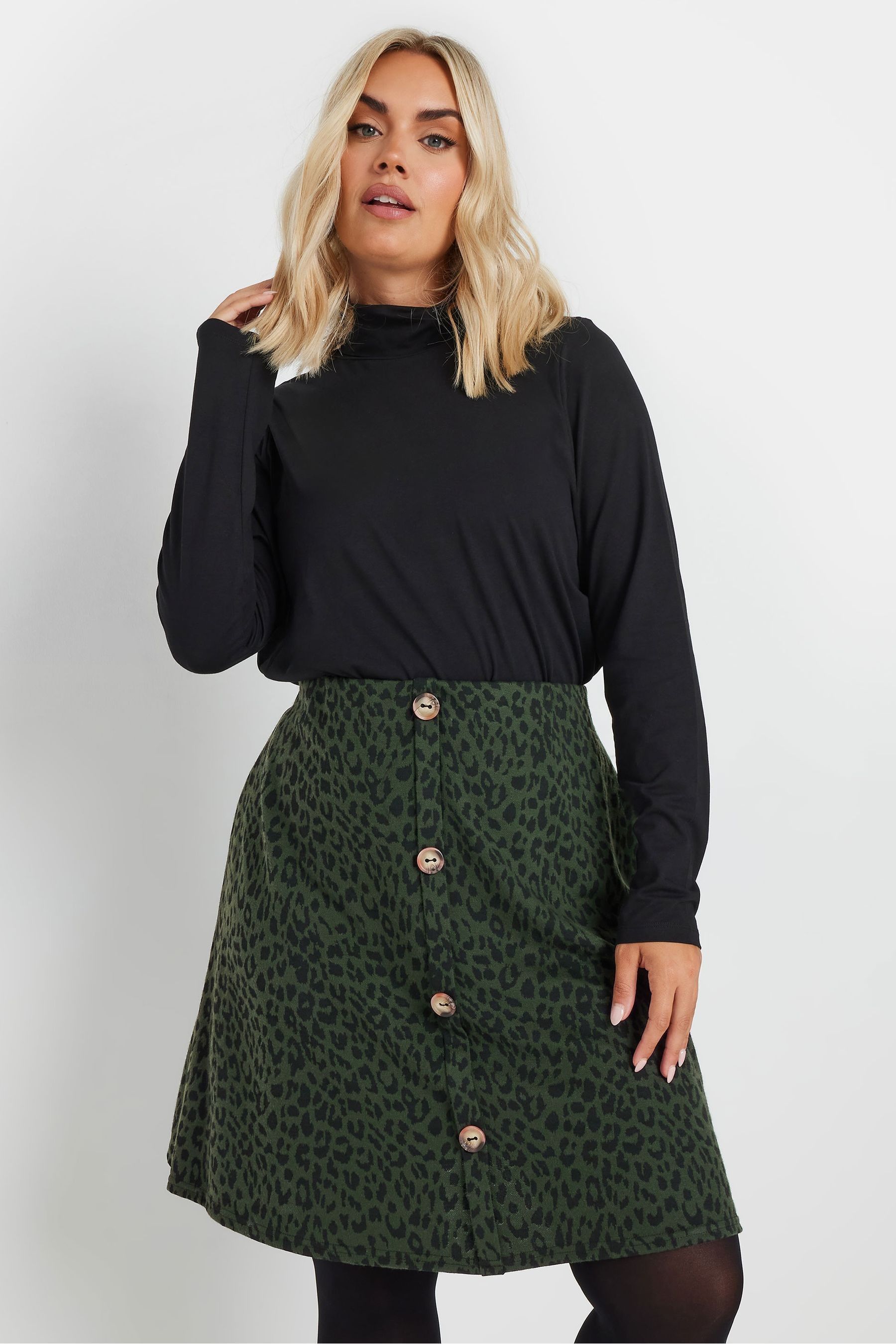 Button front leopard skirt store