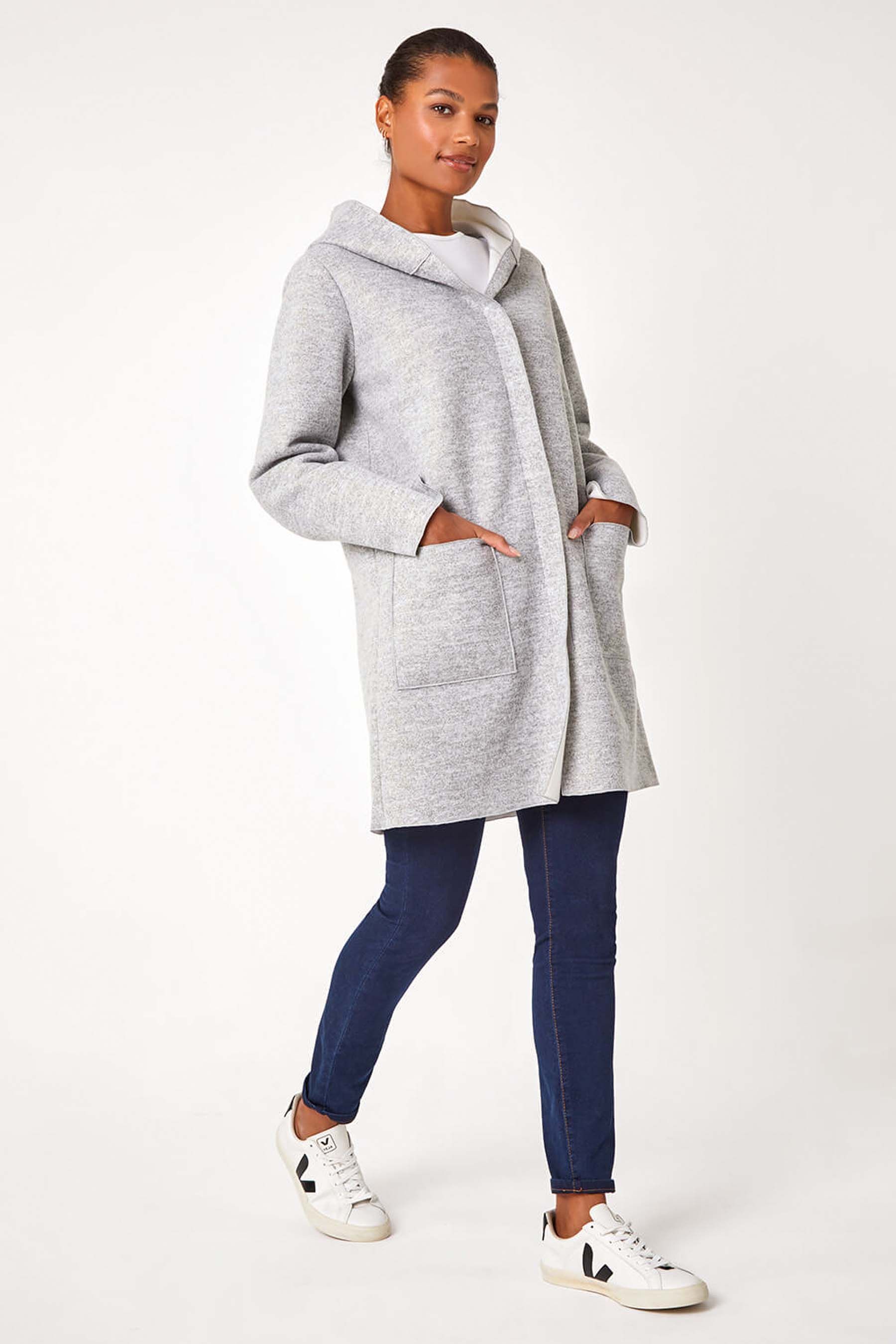 Grey longline coat clearance