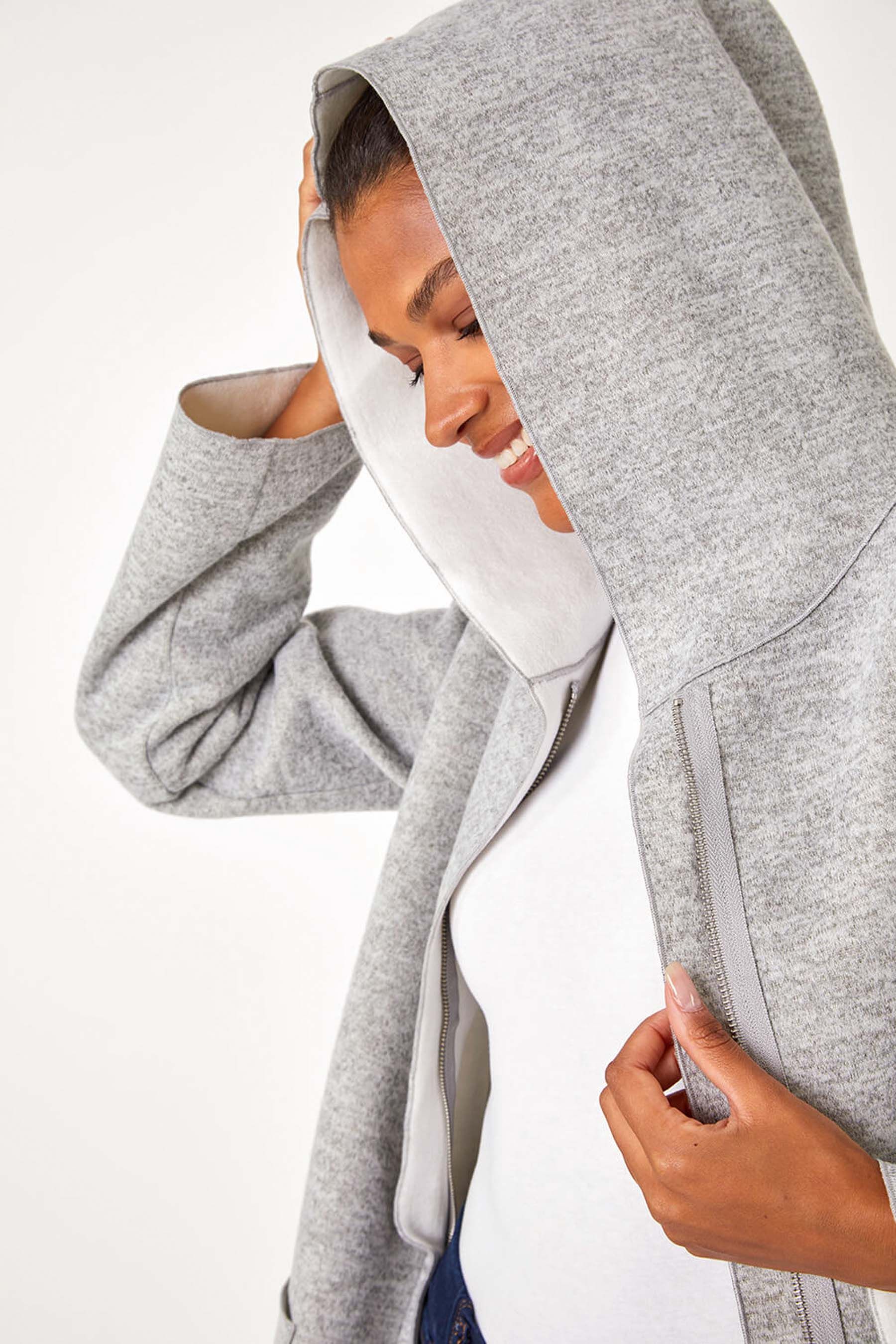 Grey longline hoodie online