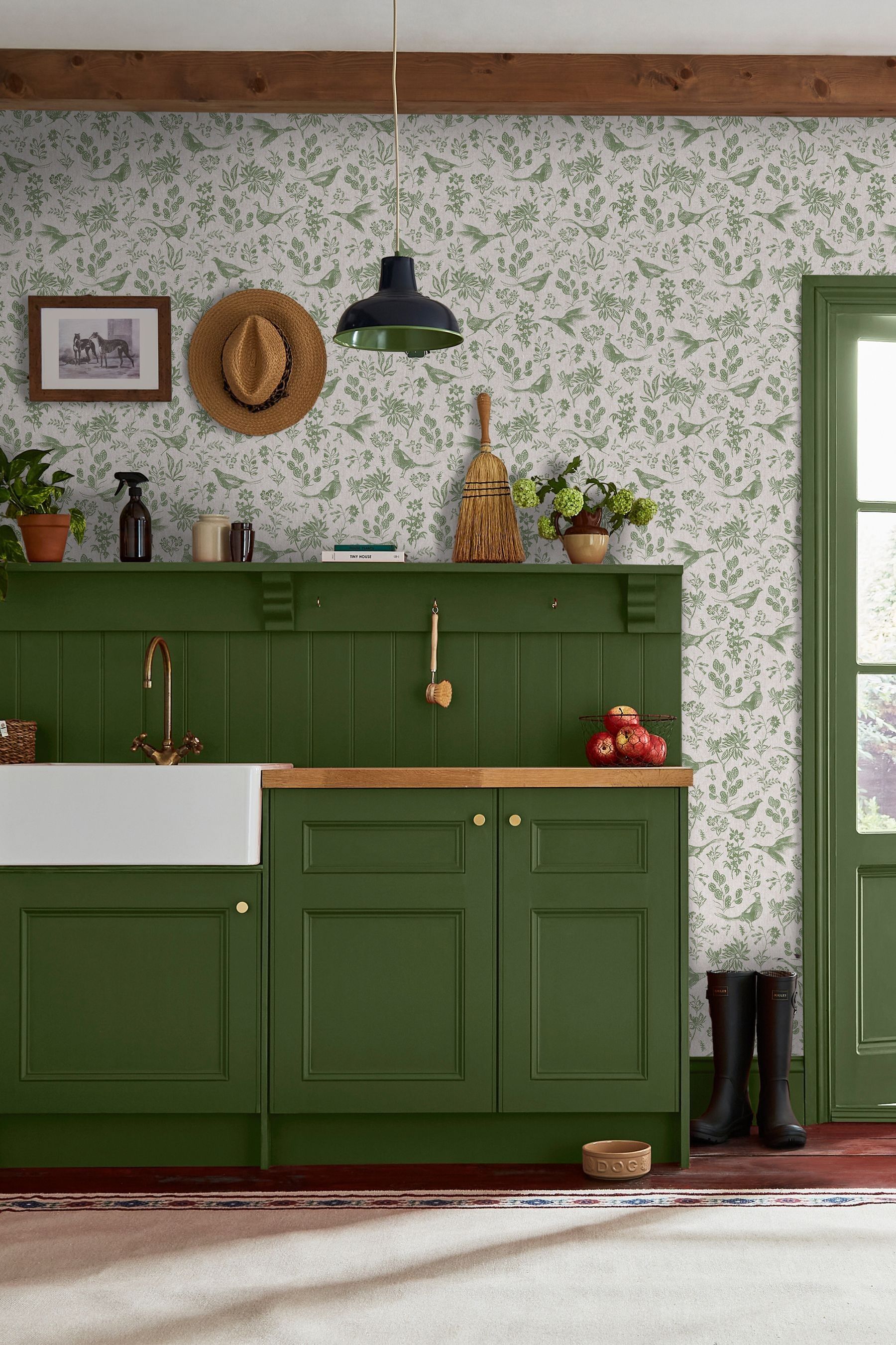 Buy Joules Linen Green Pheasant Print 10M Wallpaper from the Next UK online shop