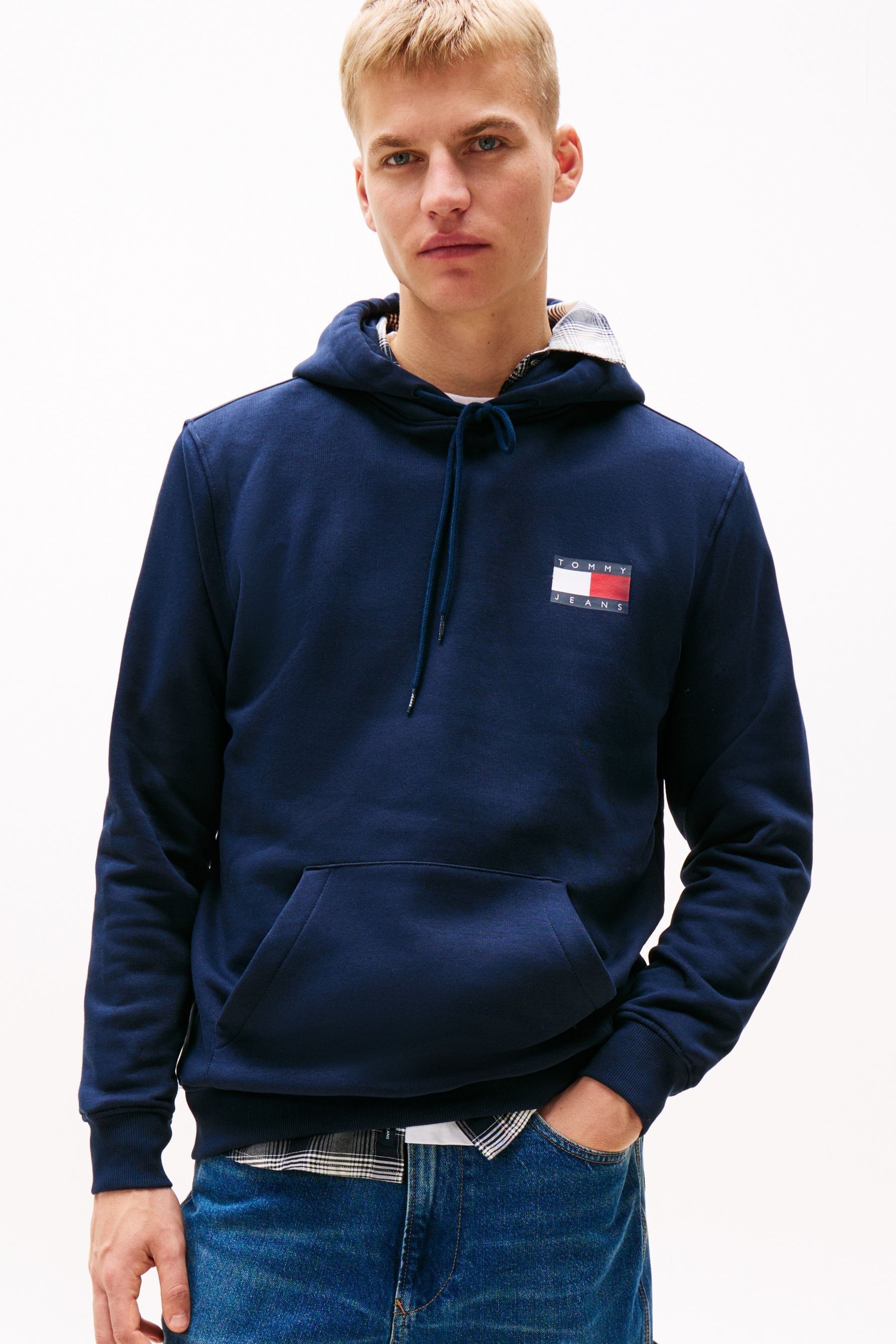 Buy Tommy Jeans Blue Essential Flag Hoodies from the Next UK online shop