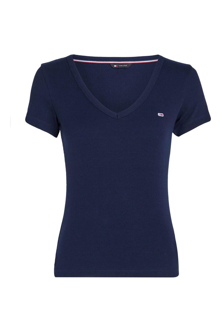 Tommy Jeans Blue Slim Essential T-Shirt - Image 1 of 5