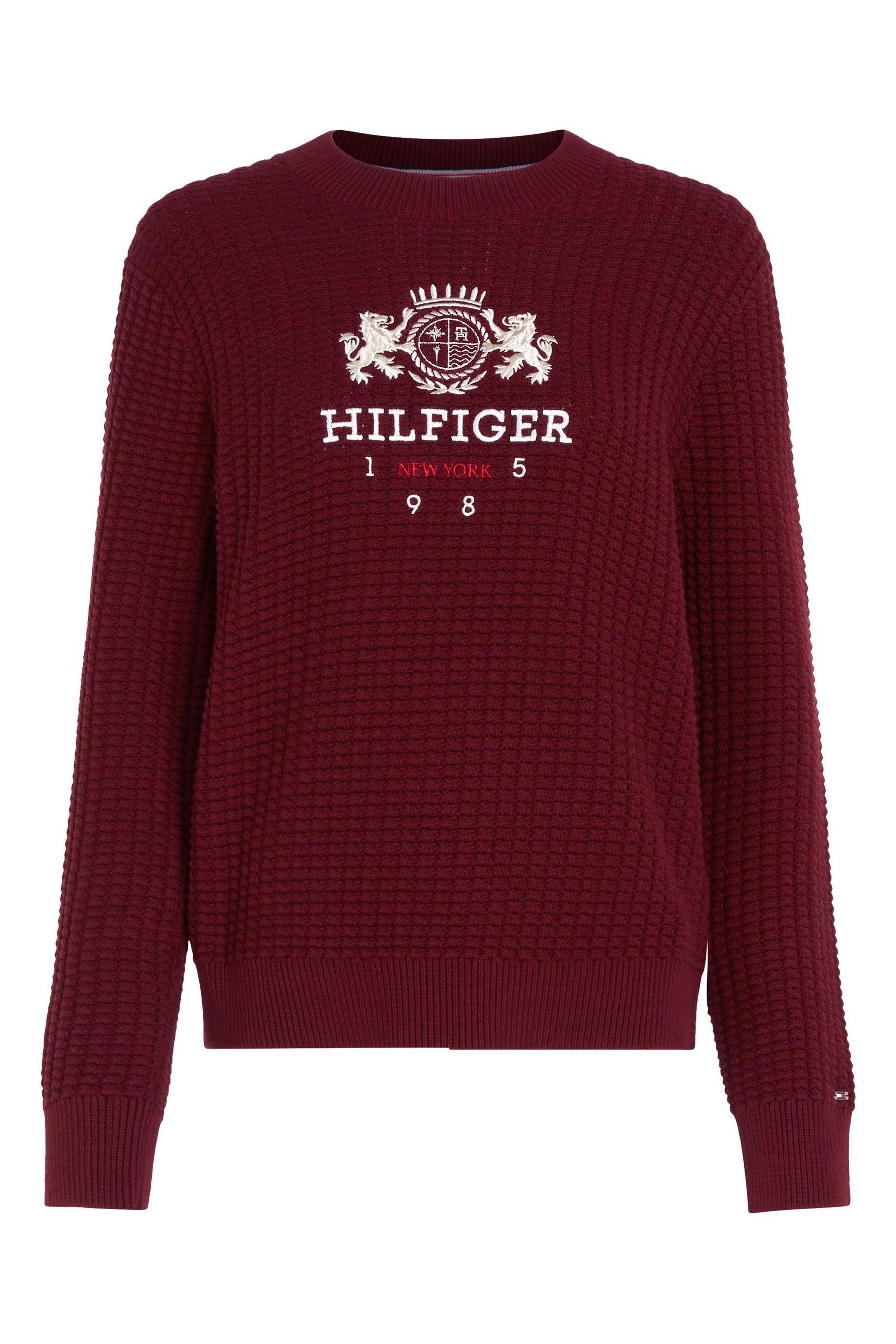 Buy Tommy Hilfiger Red 100 Organic Cotton Varsity Crest Jumper from Next USA