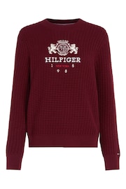 Tommy Hilfiger Red 100% Organic Cotton Varsity Crest Jumper - Image 5 of 5