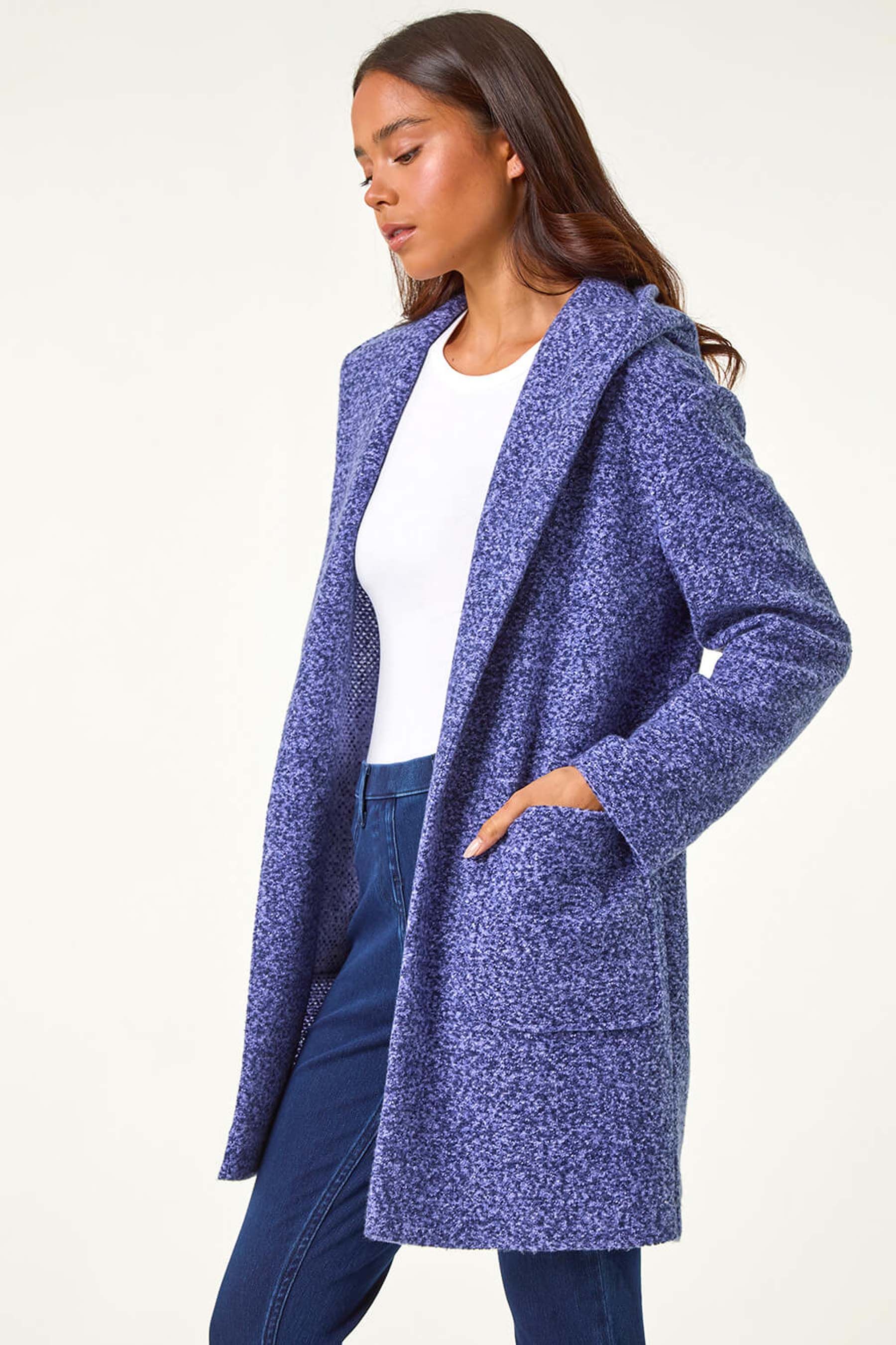 Buy Roman Blue Petite Hooded Edge to Edge Coatigan from the Next UK online shop