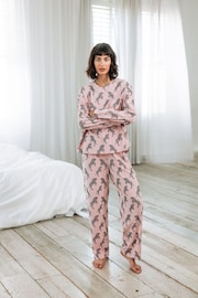 Chelsea Peers Pink Organic Cotton Jumping Zebra Print Long Pyjama Set - Image 2 of 5