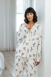 Chelsea Peers White Organic Cotton Hummingbird Print Long Pyjama Set - Image 3 of 5