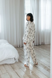 Chelsea Peers White Organic Cotton Hummingbird Print Long Pyjama Set - Image 5 of 5