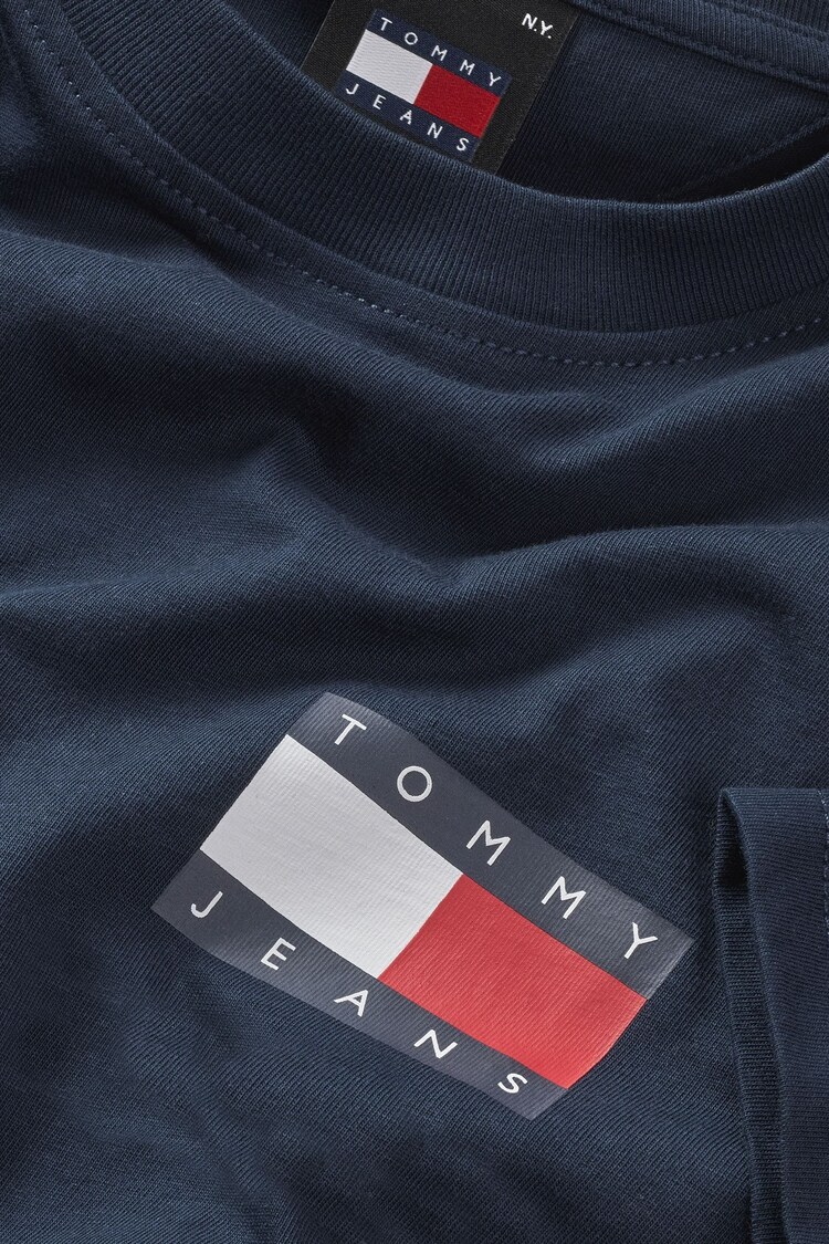 Tommy Jeans Blue Slim 100% Cotton Essential Flag Jumper - Image 3 of 3