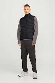 JACK & JONES Black Packable Padded Collarless Gilet - Image 3 of 7