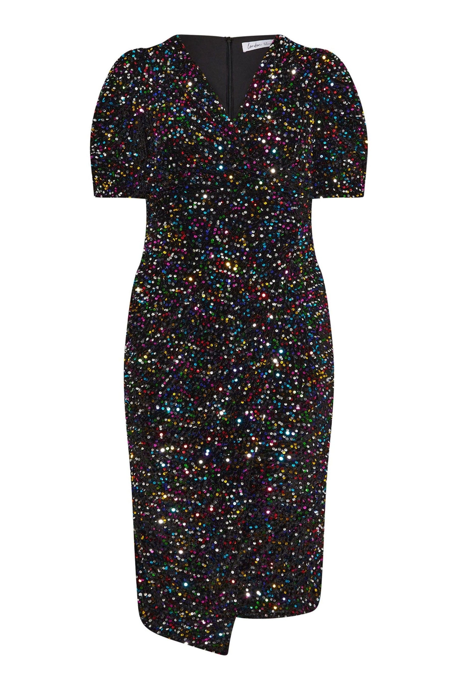 Rainbow sequin wrap dress new arrivals