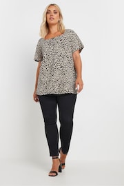 Yours Curve Natural Leopard Printed T-Shirt - Image 2 of 5