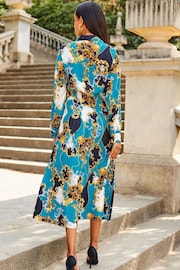 Sosandar Blue Multi Print Midi Shirt Dress - Image 2 of 5