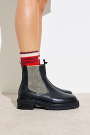 Oliver Bonas Black Chunky Sparkly Chelsea Boots - Image 1 of 7