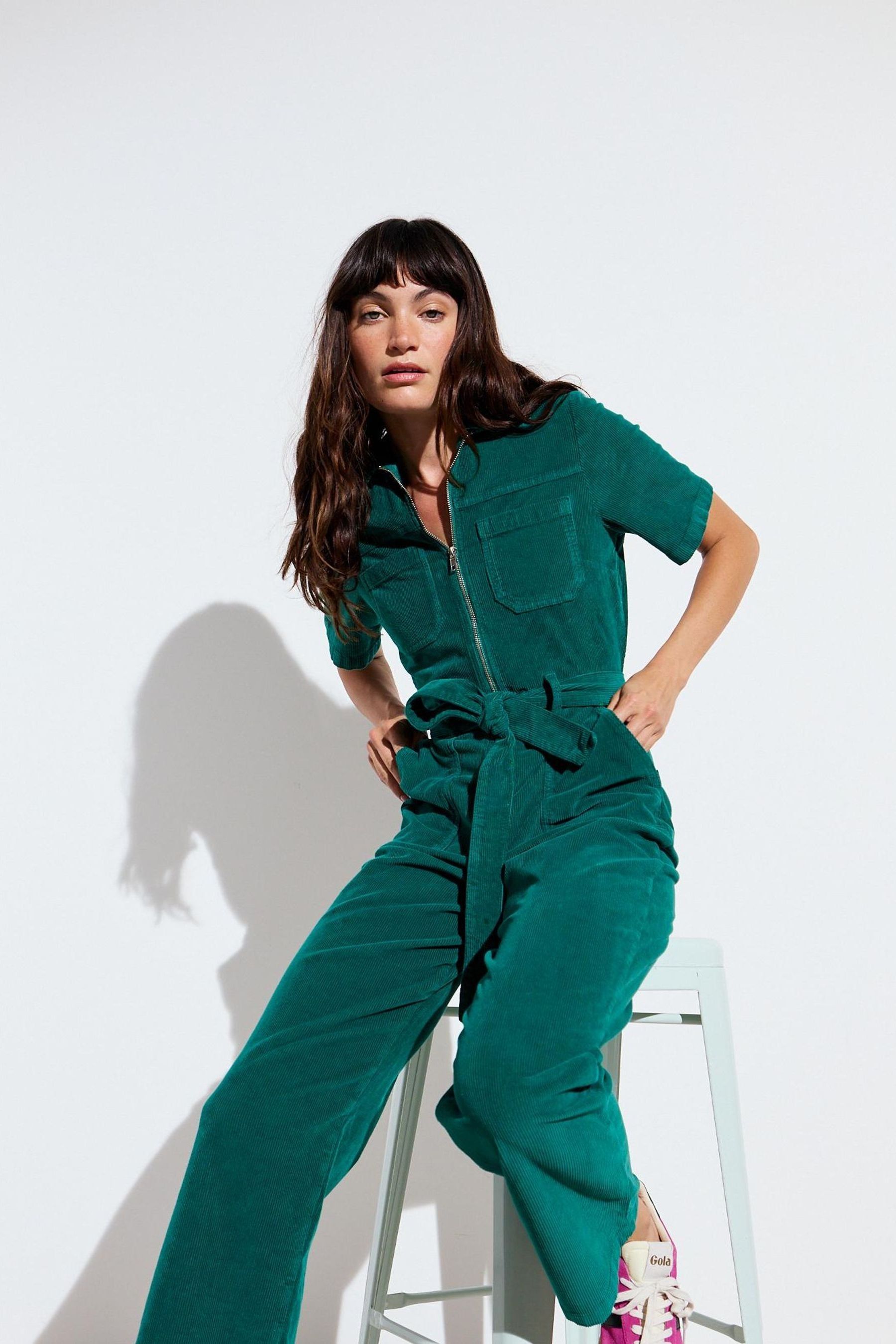 Buy Oliver Bonas Green Jade Corduroy Short Sleeve Jumpsuit from the Next UK online shop