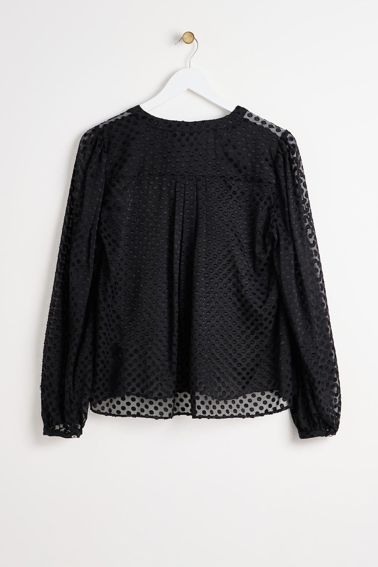 Oliver Bonas Black Spotty Bow Sheer Blouse - Image 2 of 5