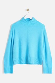 Oliver Bonas Blue Funnel Neck Knitted Jumper - Image 1 of 5