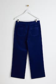 Oliver Bonas Blue Corduroy Scalloped Pocket Wide Leg Trousers - Image 2 of 6