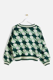 Oliver Bonas Green Geometric Knitted Cardigan - Image 2 of 5