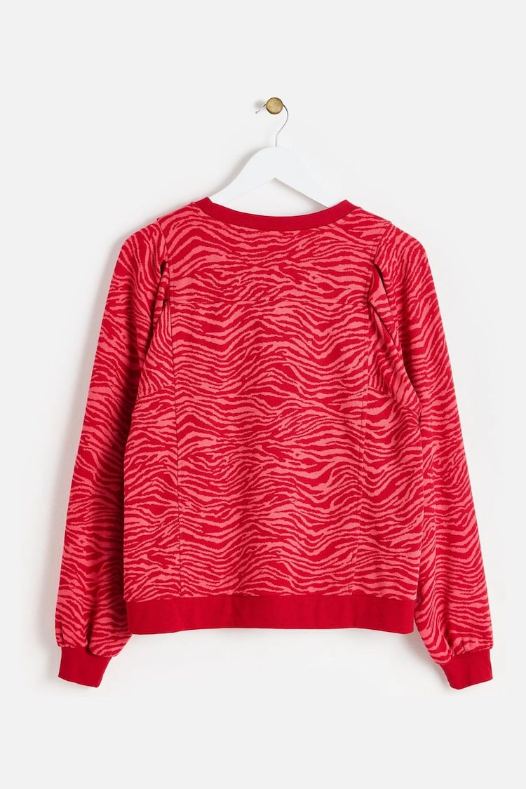 Oliver Bonas Red Zebra Print Knitted Sweatshirt - Image 2 of 6