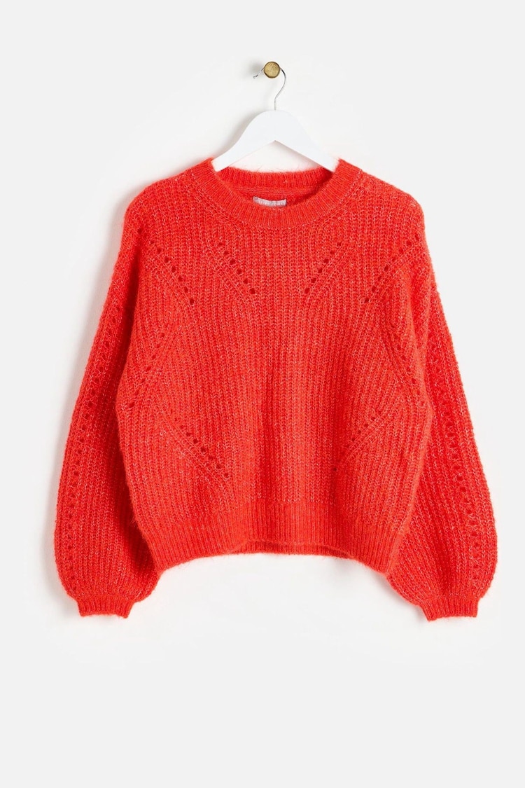 Oliver Bonas Red Pointelle Knitted Jumper - Image 1 of 6