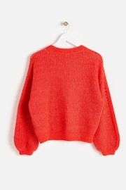 Oliver Bonas Red Pointelle Knitted Jumper - Image 2 of 6