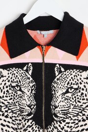 Oliver Bonas Natural Tiger Animal Print Knitted Bomber Jacket - Image 3 of 6